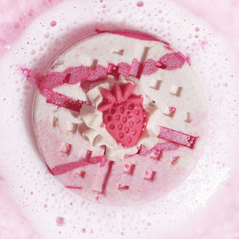 strawberry vanilla waffle bath bombs