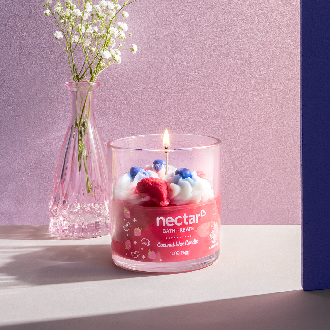 fruit smoothie coconut wax candle lifestyle